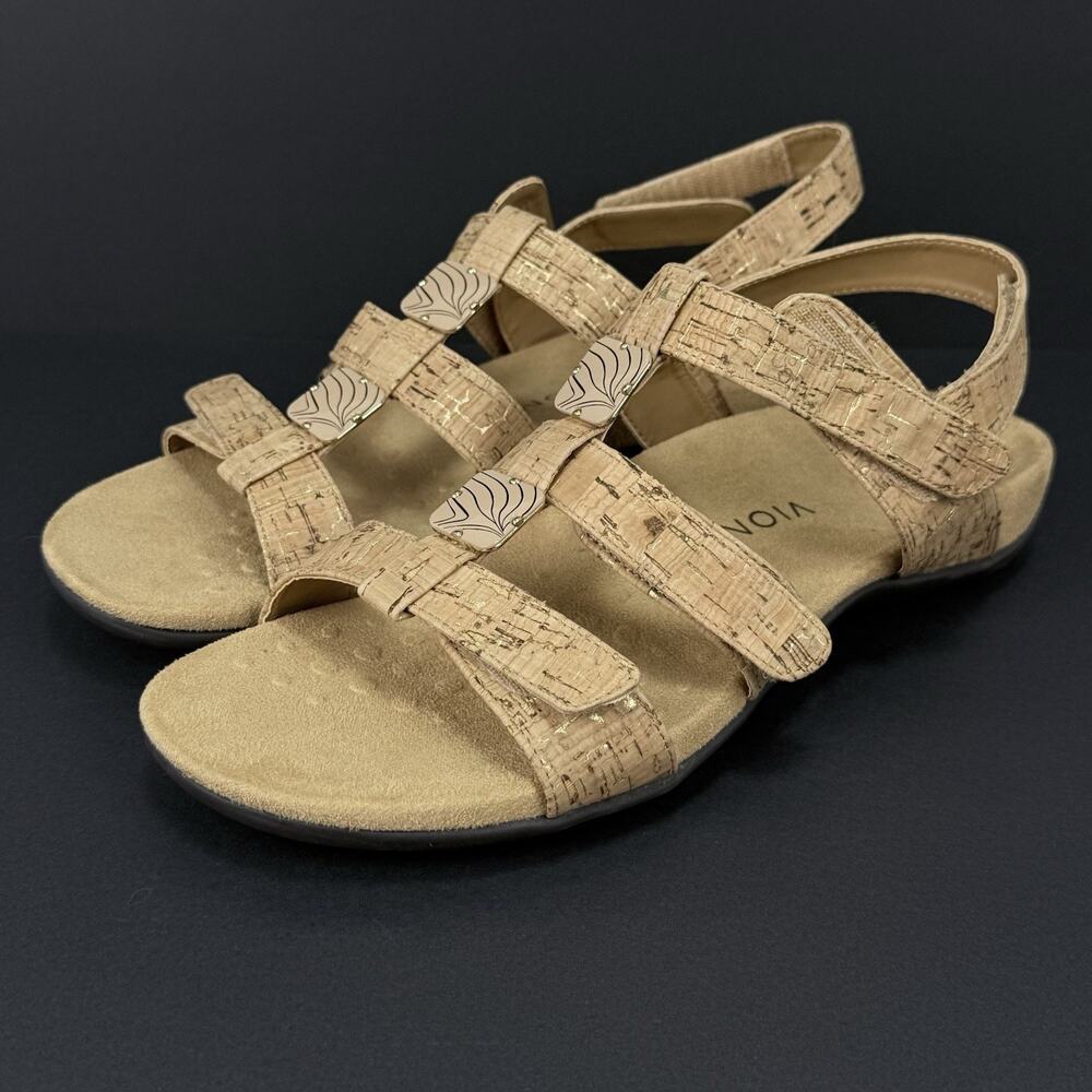 Vionic Amber Backstrap Sandals Women’s Size 11 Gold Cork NEW Comfort